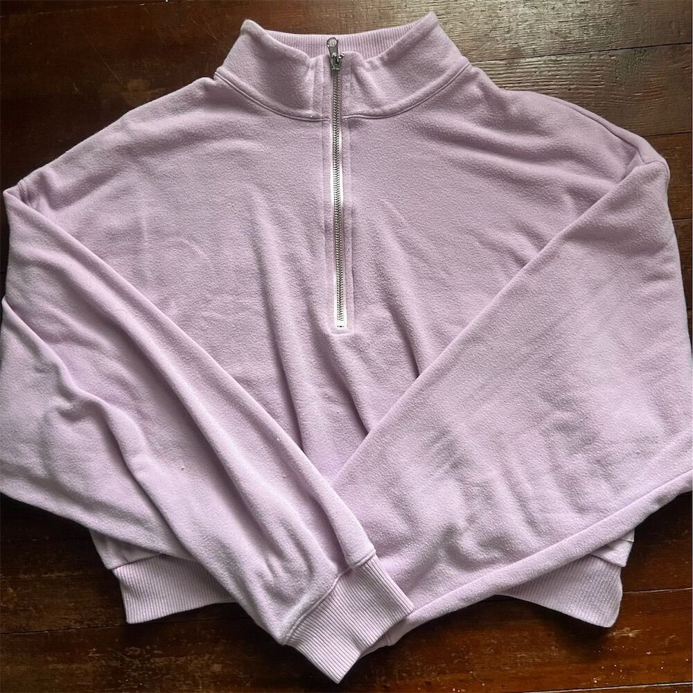 Victoria's Secret Women's XL Purple Waffle-Knit Half-Zip Top Long Sleeve